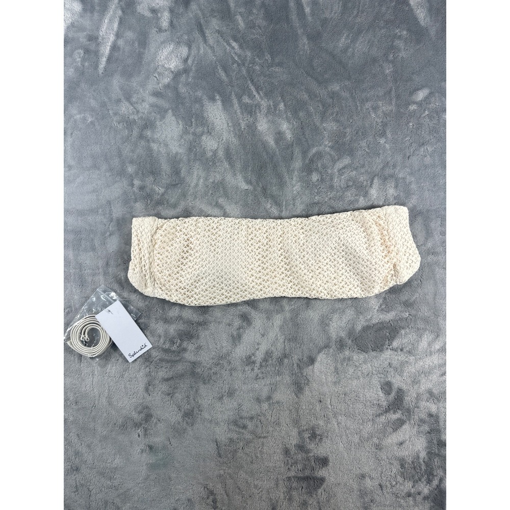 Splendid Crochet Bandeau Bikini‎ Top Cream Off White Removable Strap SP62144M L